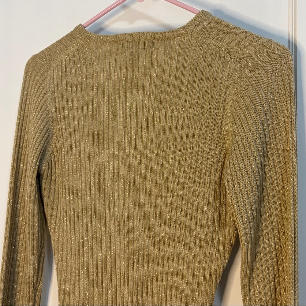 Vintage KAREN KANE Vneck Gold Sweater - Picture 5 of 10
